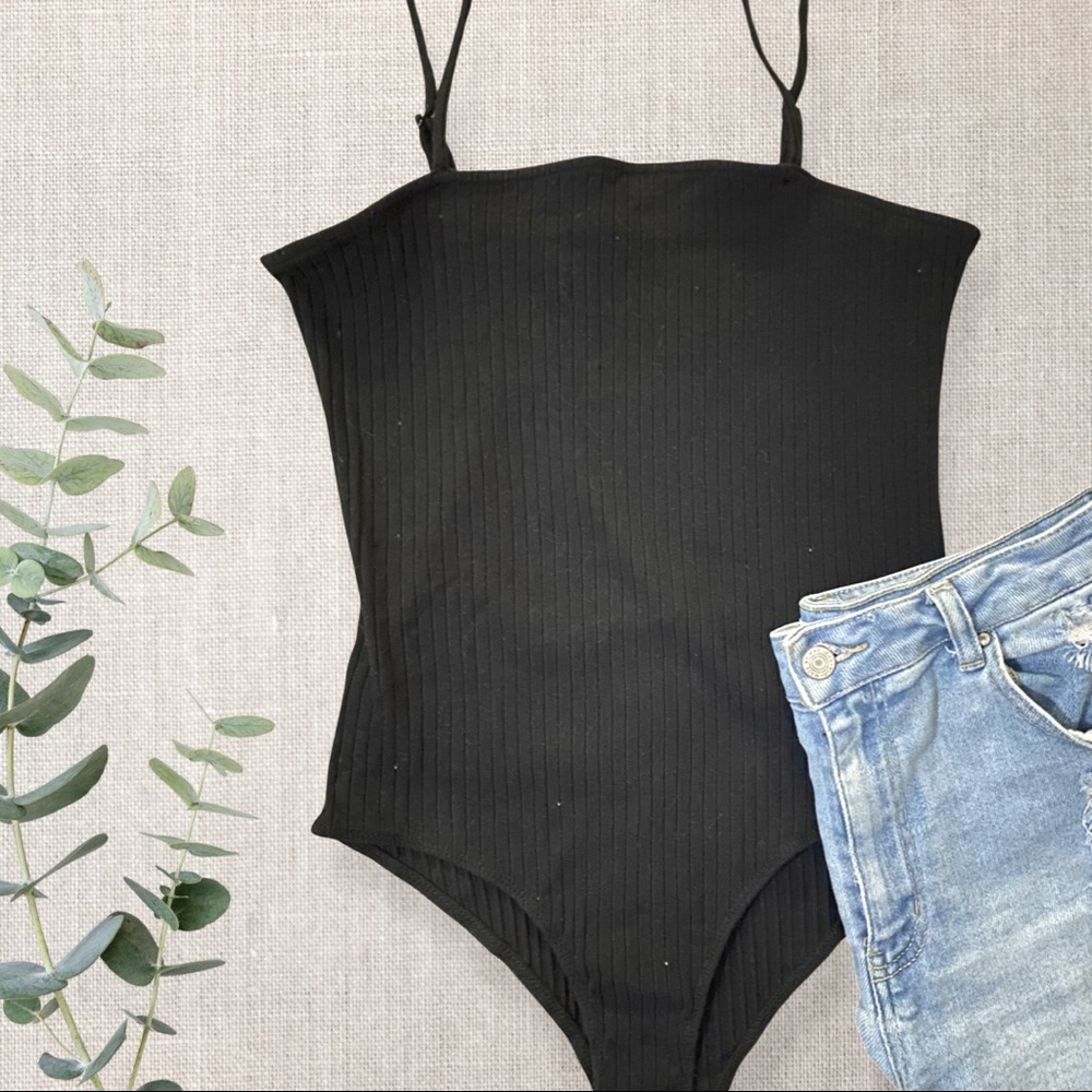 Black ribbed bodysuit